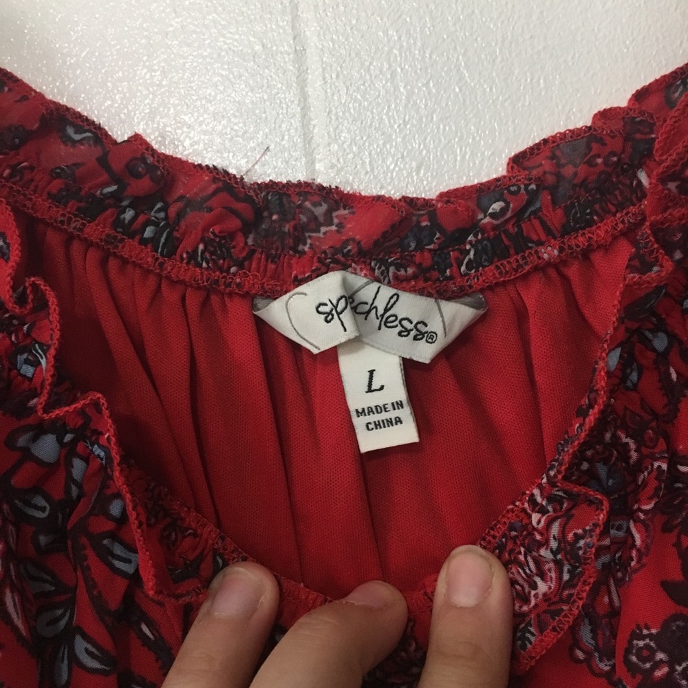• SOLD // speechless red floral off-shoulder ruffle top • - Picture 3 of 9